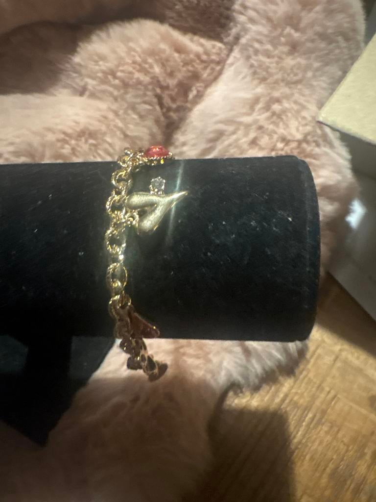 Gouden armband met bedels, Sieraden, Tassen en Uiterlijk, Armbanden, Ophalen of Verzenden, Zo goed als nieuw, Goud, Met bedels of kralen
