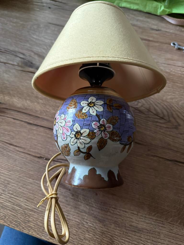 Gouda Plateel Lamp - Bloemmotief DH 13, Antiek en Kunst, Ophalen of Verzenden