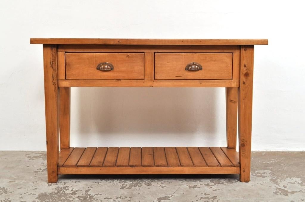 Vintage side table grenen bijzettafel haltafel jaren 30, Gebruikt, Ophalen of Verzenden, 75 cm of meer, 60 cm of meer