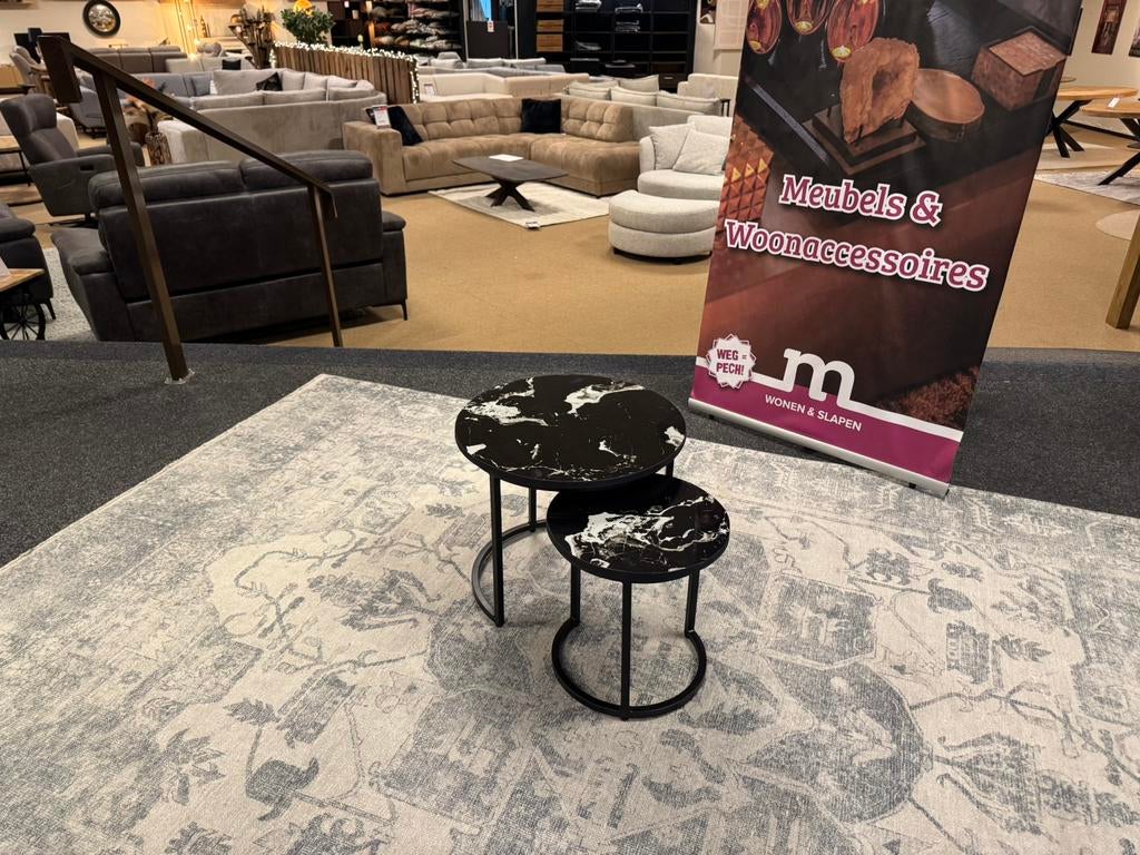 Foto 3 van Salontafel 2-Delig zwart Marmerlook Direct leverbaar E-7294