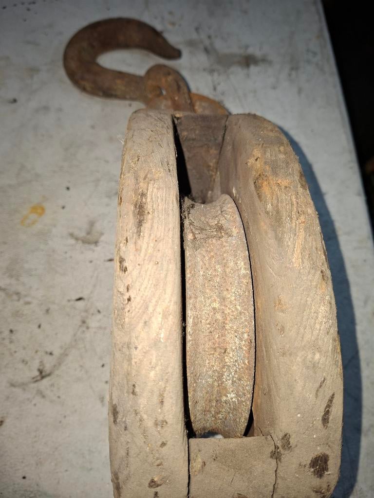 Grote houten katrol, Ophalen of Verzenden