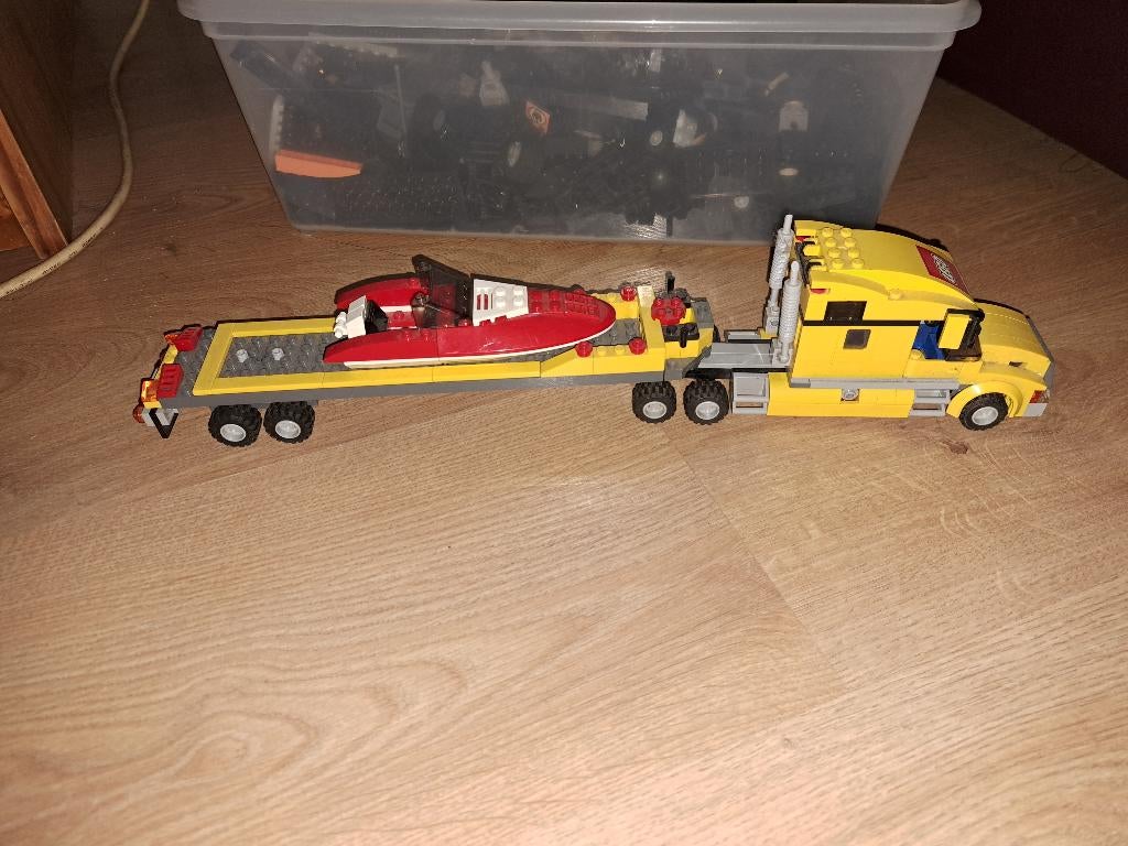 Lego vrachtwagen + hovercraft, Ophalen of Verzenden, Gebruikt