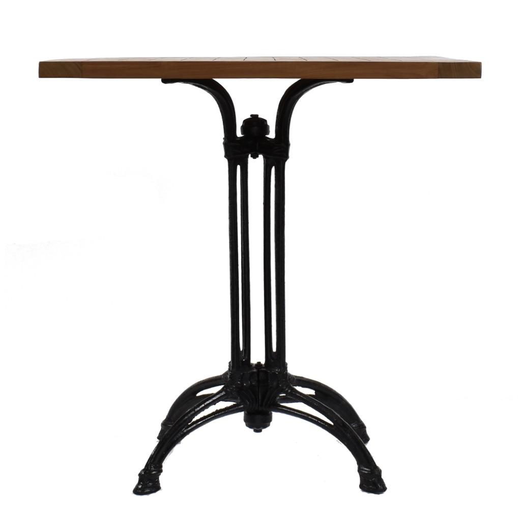 Teakhouten tafel met gietijzer onderstel vierkant 70 x 70 cm, Teakhout, 50 tot 100 cm, Vierkant, Nieuw
