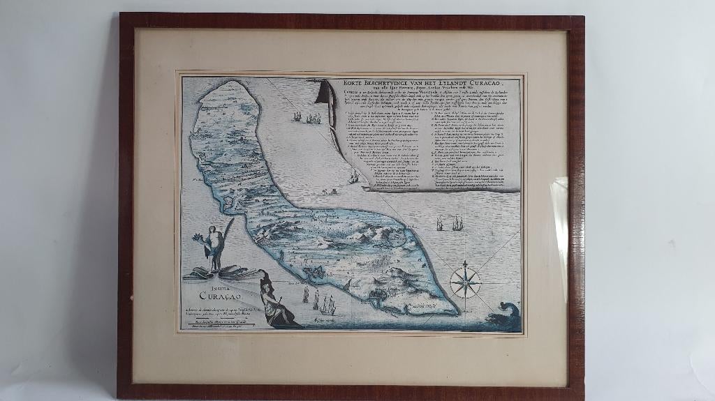 Oude landkaart van Curacao, Roggeveen 1680. S42, Ophalen of Verzenden