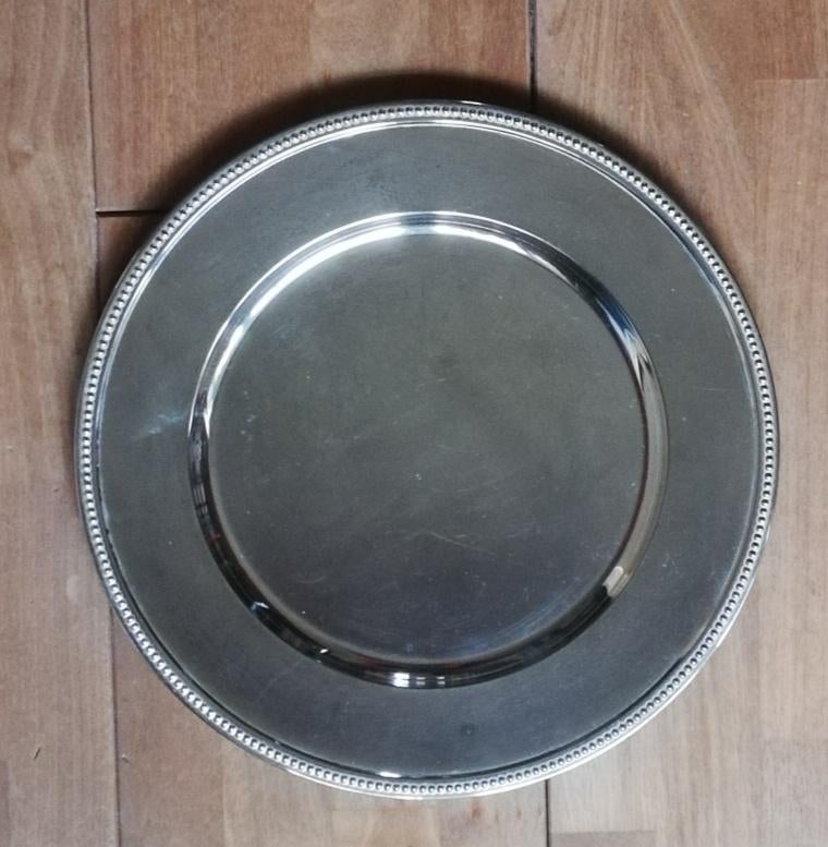 Dienblad verzilverd rond, Huis en Inrichting, Woonaccessoires | Dienbladen, Ophalen of Verzenden, Gebruikt, Rond, Overige materialen