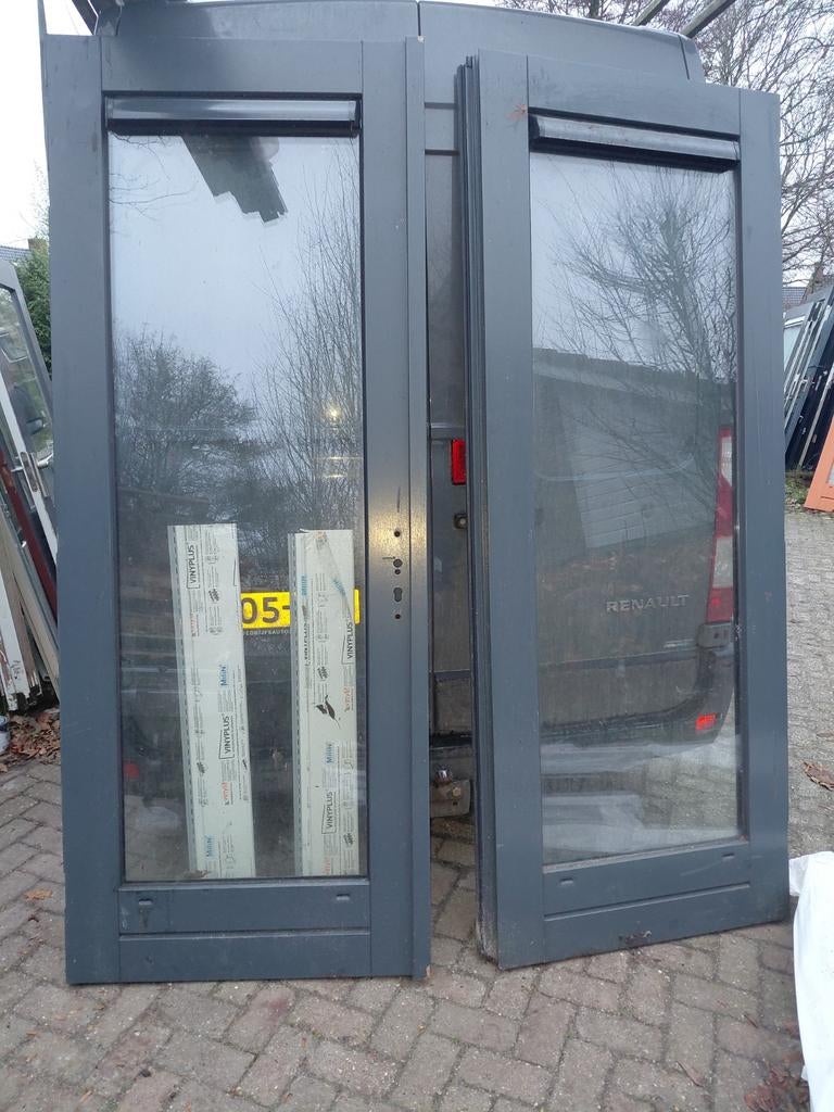 Dubbele deuren met thermopane HR++ glas, Doe-het-zelf en Verbouw, Deuren en Horren, Ophalen, 120 cm of meer, 200 tot 215 cm, Glas