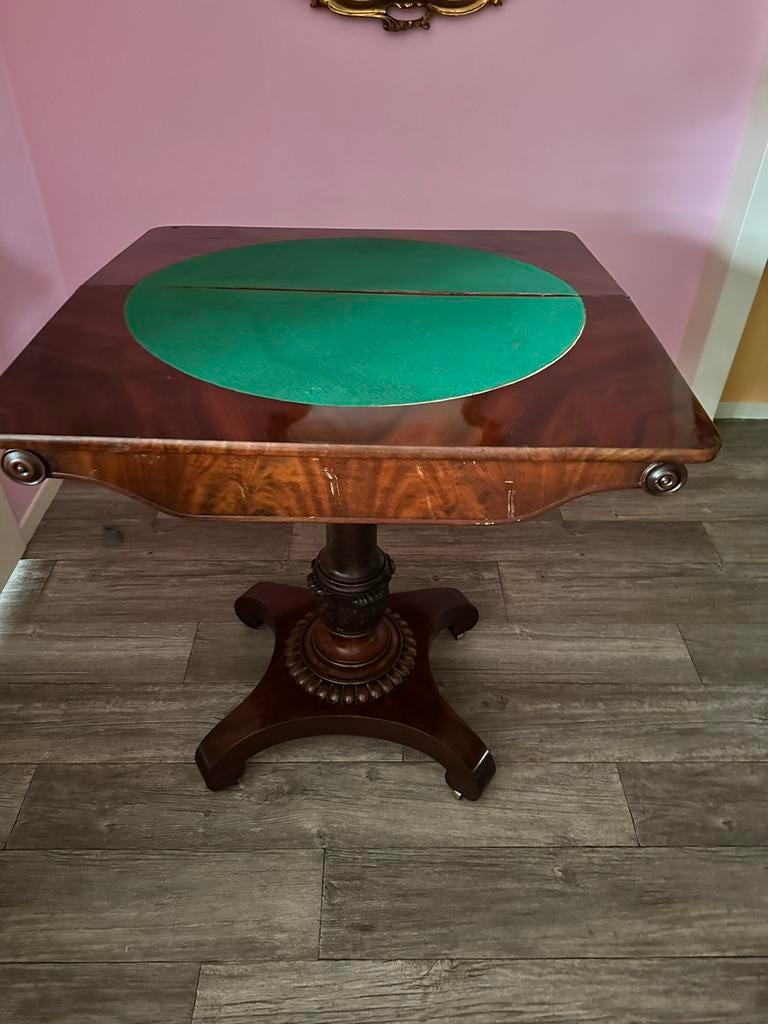 Pokertafel speeltafel mahoniehout antiek, Ophalen