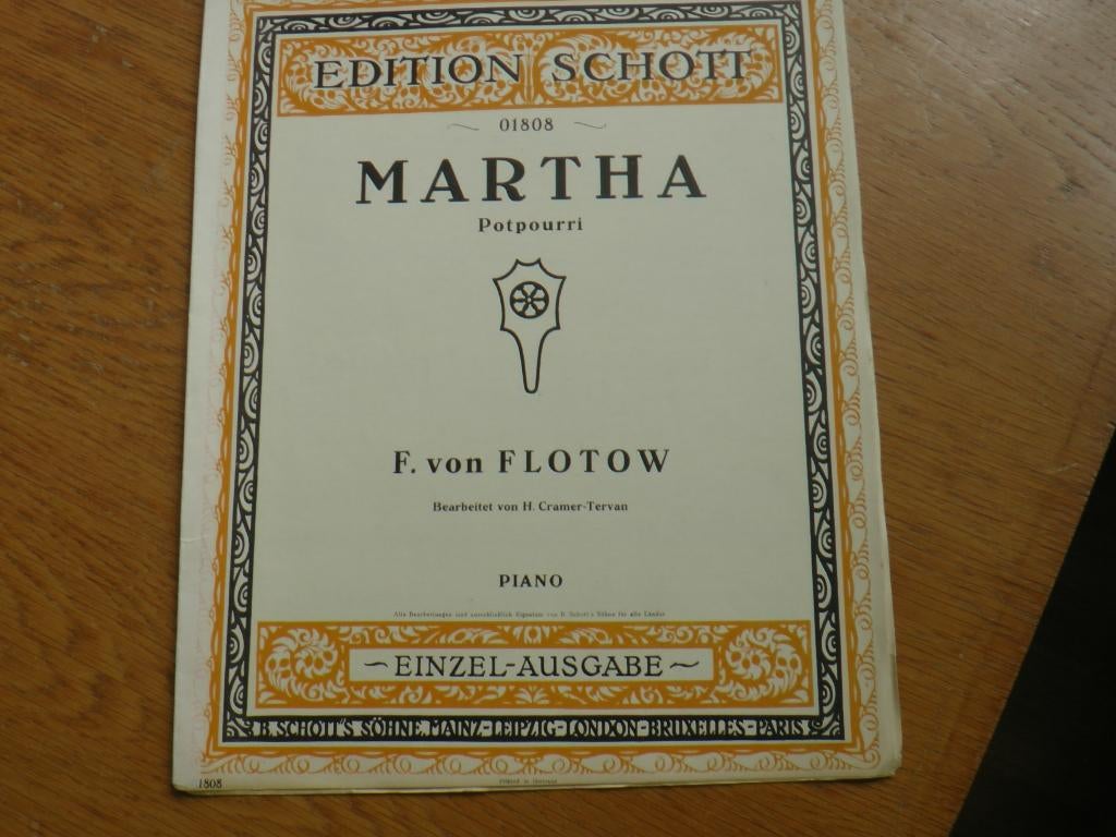 Martha potpourri - f. Von flotow - piano, Gebruikt, Klassiek, Ophalen of Verzenden, Artiest of Componist