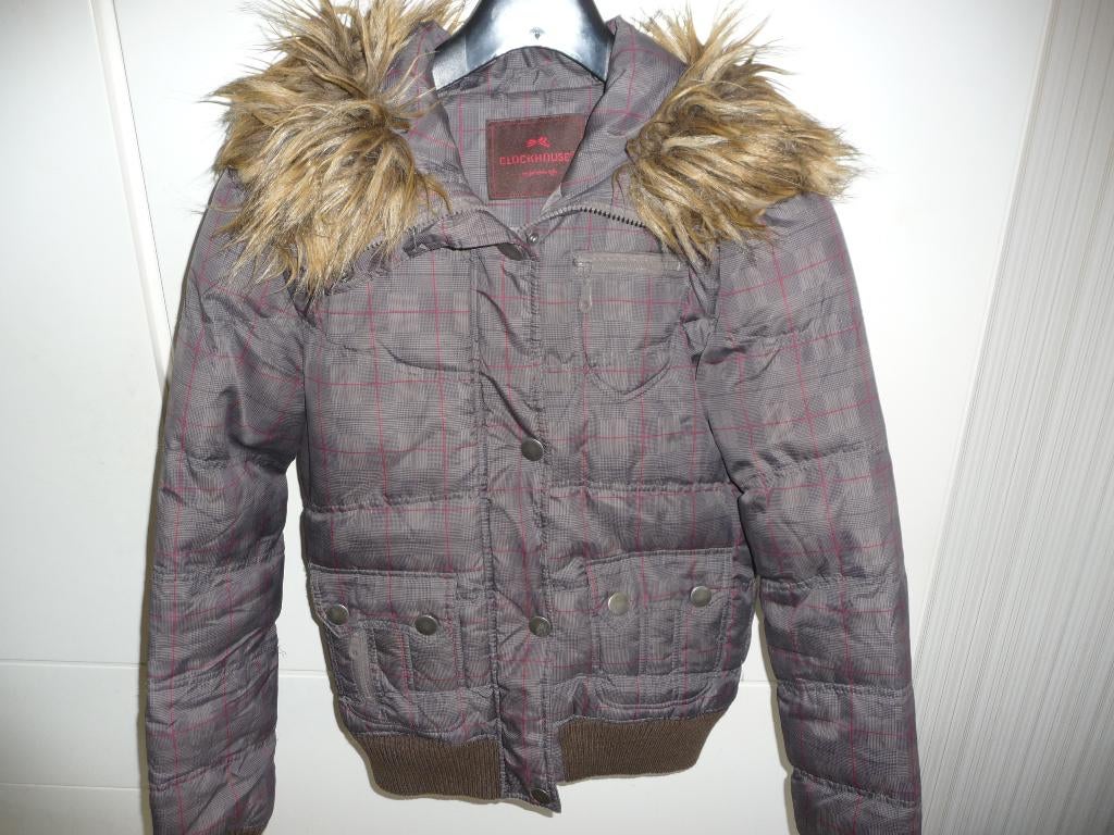 Bruin jack met kleine fuchsia streepjes. Maat m., Kleding | Dames, Jassen | Winter, Maat 38/40 (M), Clouckhouse, Bruin, Ophalen of Verzenden