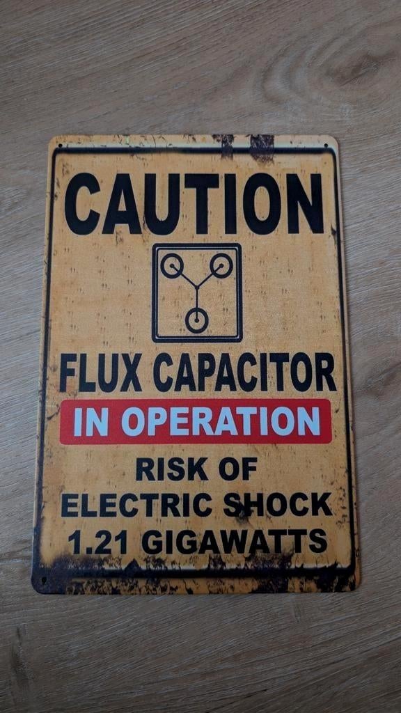 Back to the Future Waarschuwingsbord Flux Capacitor, Ophalen of Verzenden, Nieuw