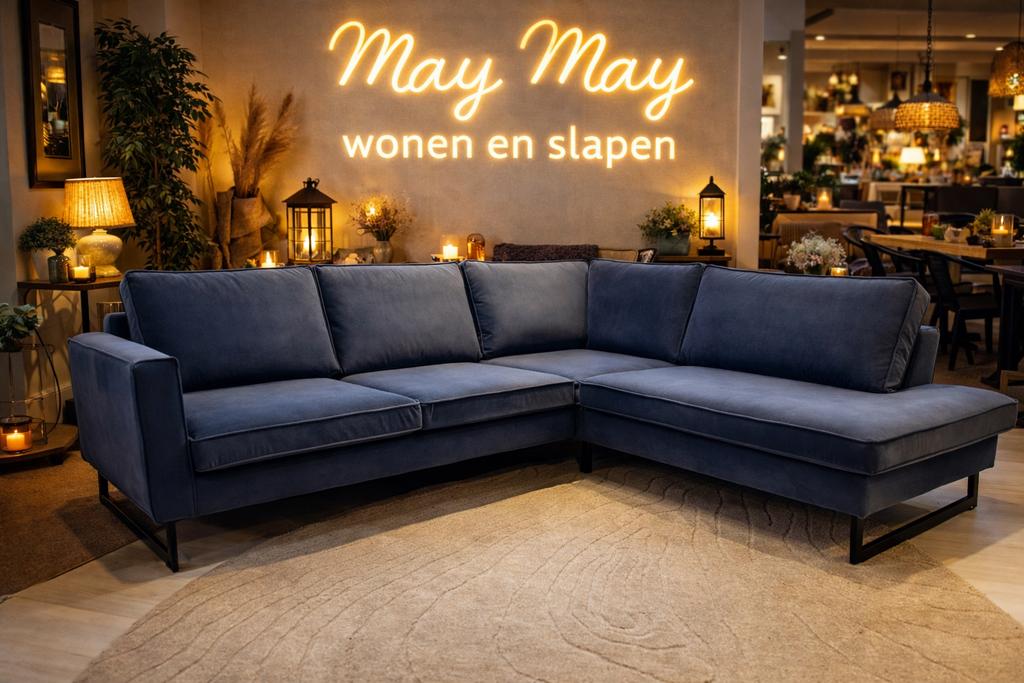 Hoekbank grijs velvet 250x200 Direct/leverbaar €795,- E-7334, Ophalen, Hoekbank, Nieuw, #Hoekbank#Loungebank#Velvet#Grijs#250x200#Direct#Goedkoop