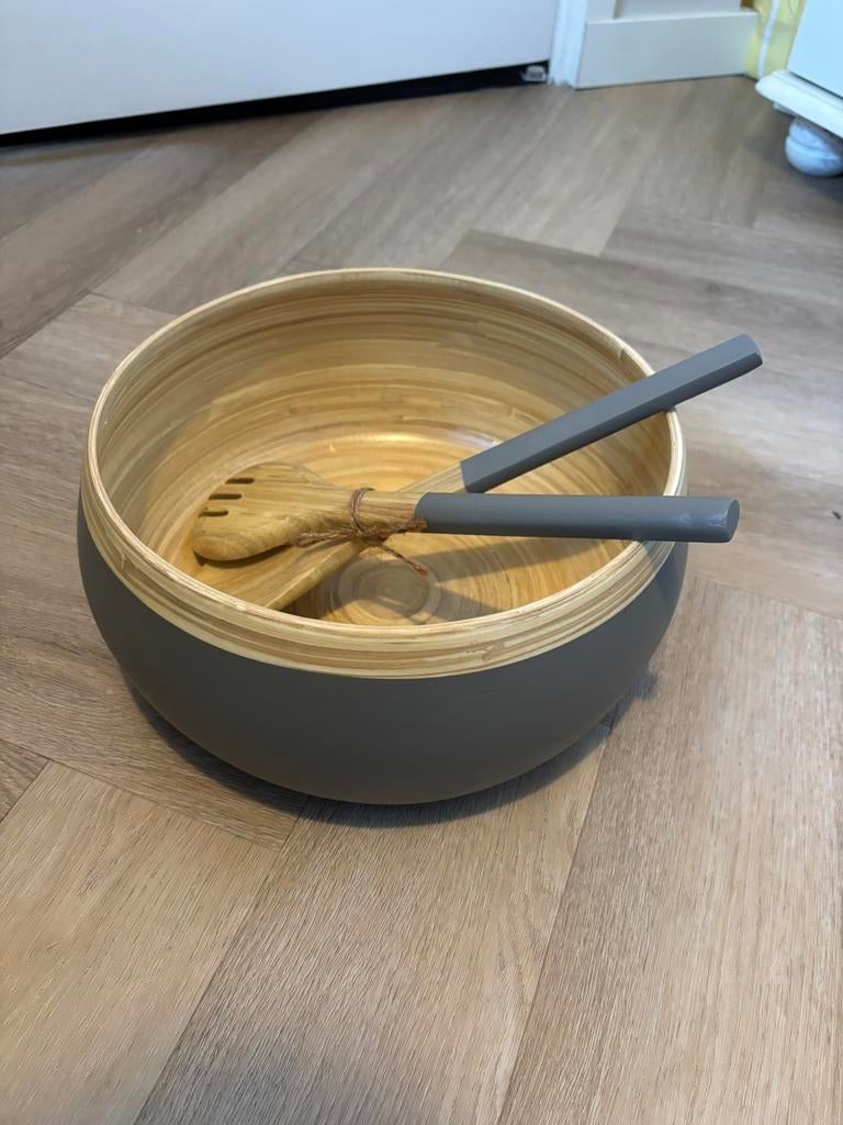 Mooie sla schaal met bijpassend couvert, Ophalen of Verzenden, Nieuw