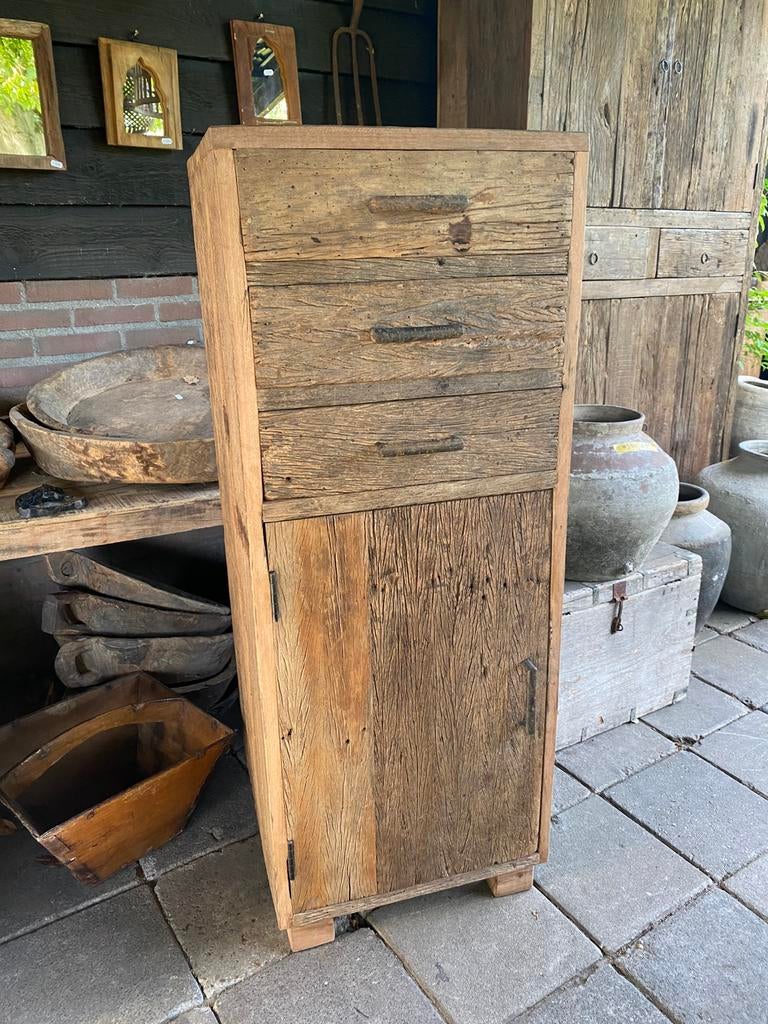 Stoere kast van Old Wood, Ophalen, Met deur(en), 100 tot 150 cm, Teakhout