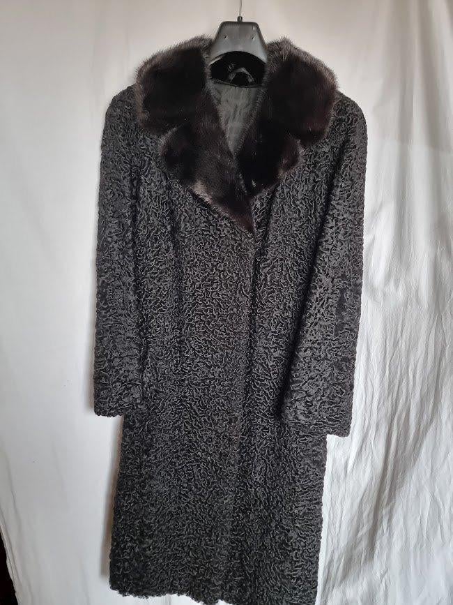 Vintage karakul sheep bont jas maat L, Zwart, Maat 42/44 (L), Ophalen of Verzenden, Zo goed als nieuw