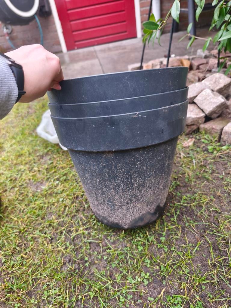Bloempot/bloembak 4x, Ophalen of Verzenden, Rond, Kunststof, Minder dan 30 cm