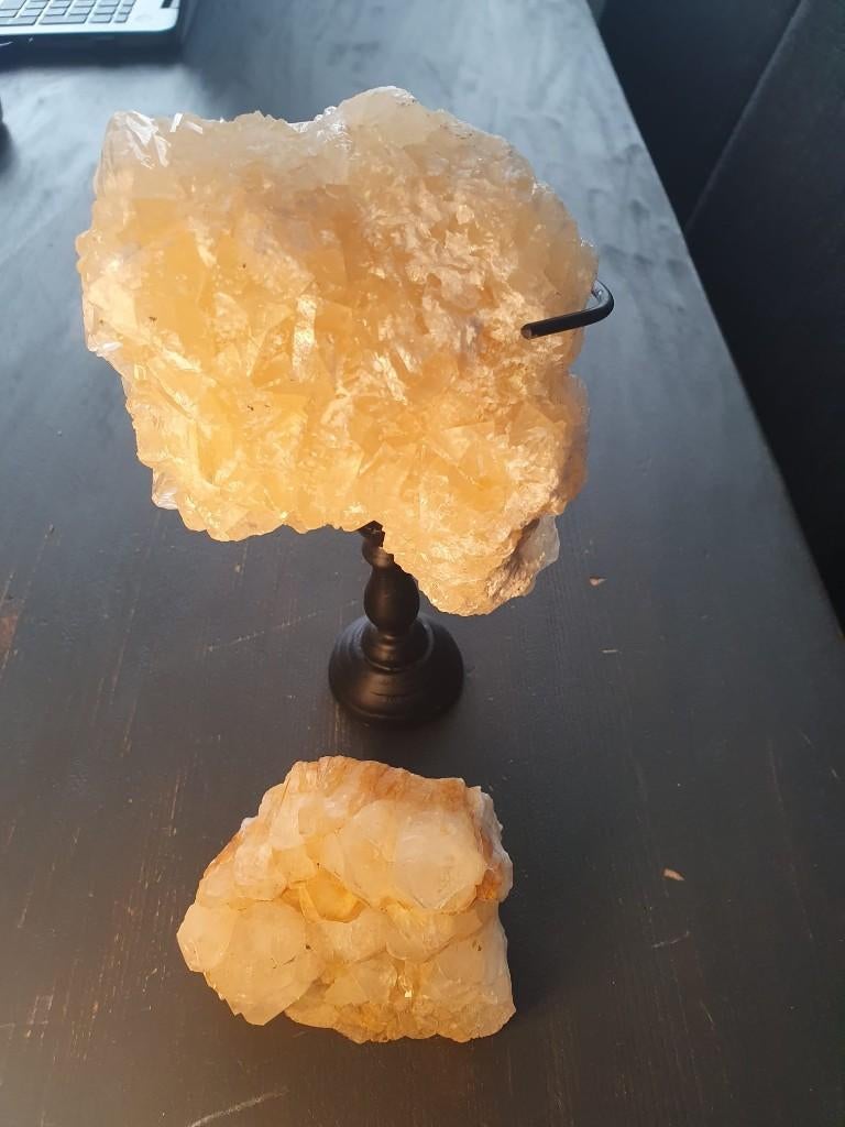 Prachtige kwarts Calcieten op standaard set 1326gram, Ophalen of Verzenden, Mineraal
