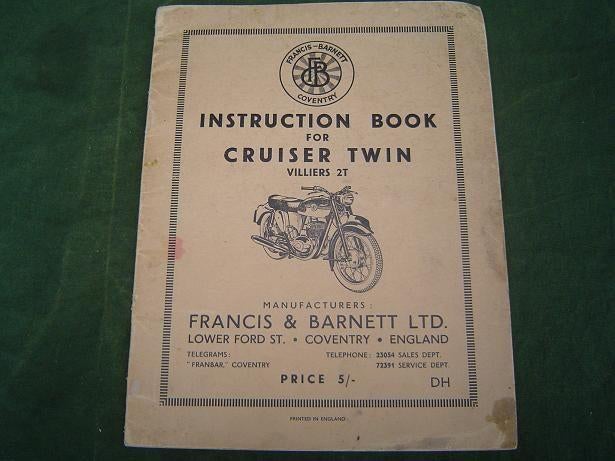Francis Barnett Cruiser twin Villiers 250cc instruction book, Motoren, Handleidingen en Instructieboekjes, Ophalen of Verzenden