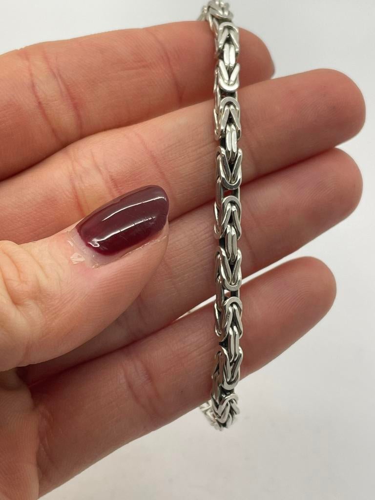 C196 Prachtige zilveren armband koningsschakel, Ophalen of Verzenden, Zo goed als nieuw, X, Zilver