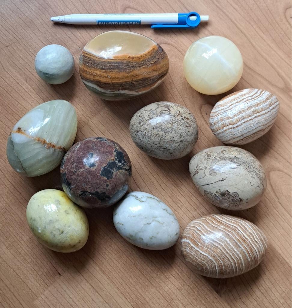 11x Grote edelsteen eieren / bollen, Ophalen of Verzenden