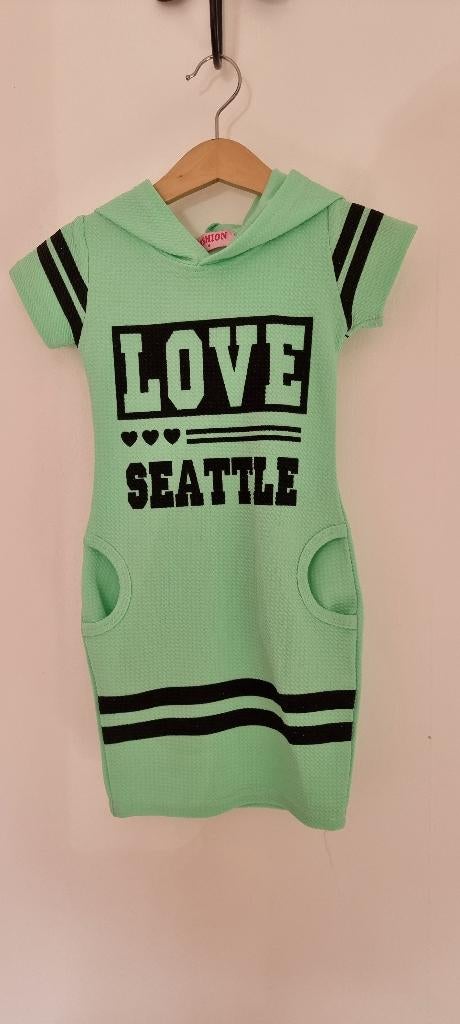 Stoere jurk mint en zwart met glitters maat 98 104 NIEUW !, Kinderen en Baby's, Kinderkleding | Maat 98, Ophalen of Verzenden