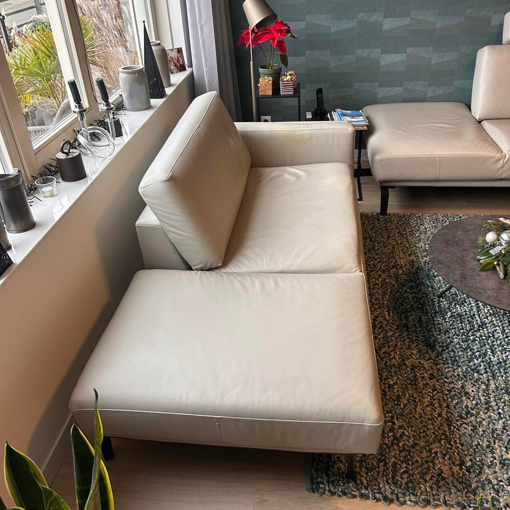 Leolux Bellice Chaos Lounges - Wit Leer, Ophalen, Gebruikt, 150 tot 200 cm, Tweepersoons