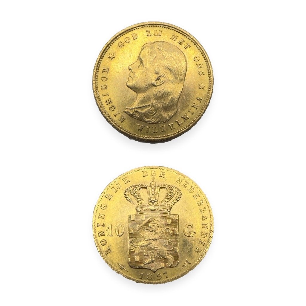 Gouden tientje 10 gulden 1897 Wilhelmina goud, Postzegels en Munten, Koningin Wilhelmina, Losse munt, 10 gulden, Goud