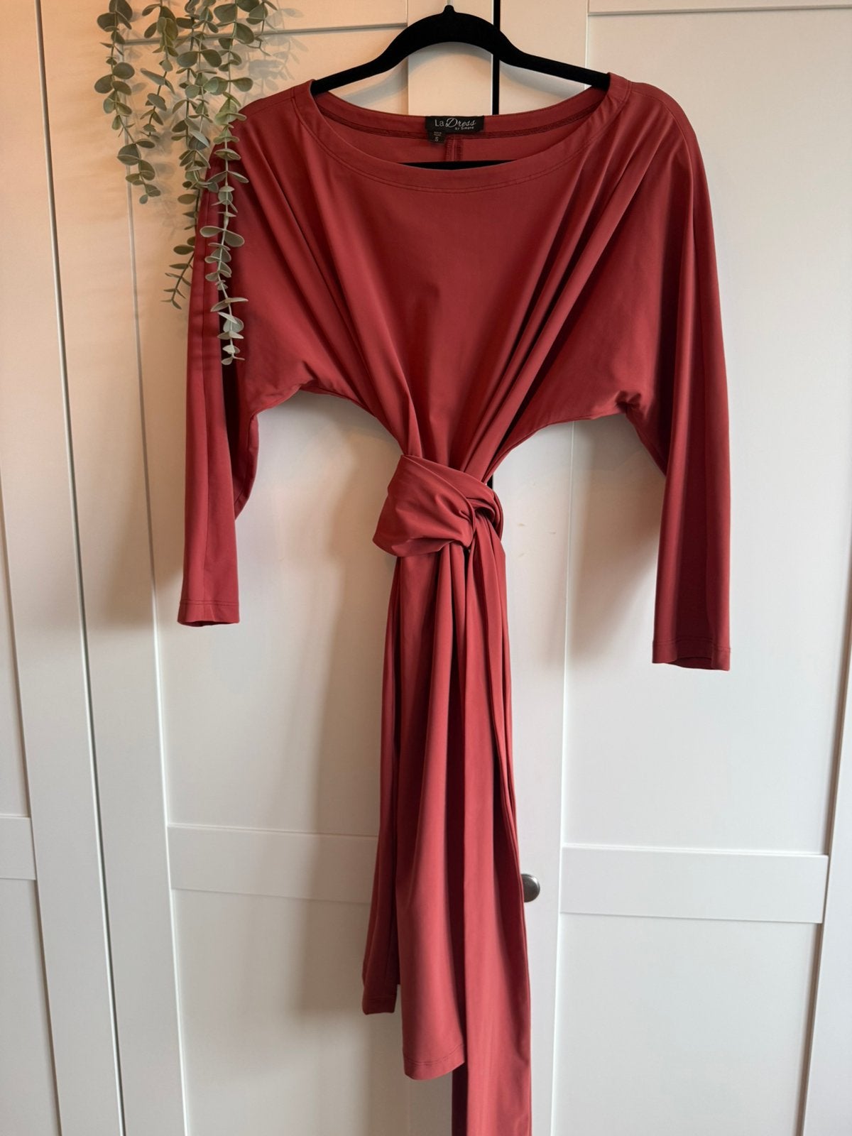 LaDress, terra jurkje (s) met sash, model Carla, Ophalen of Verzenden, Zo goed als nieuw, Maat 36 (S), Boven de knie