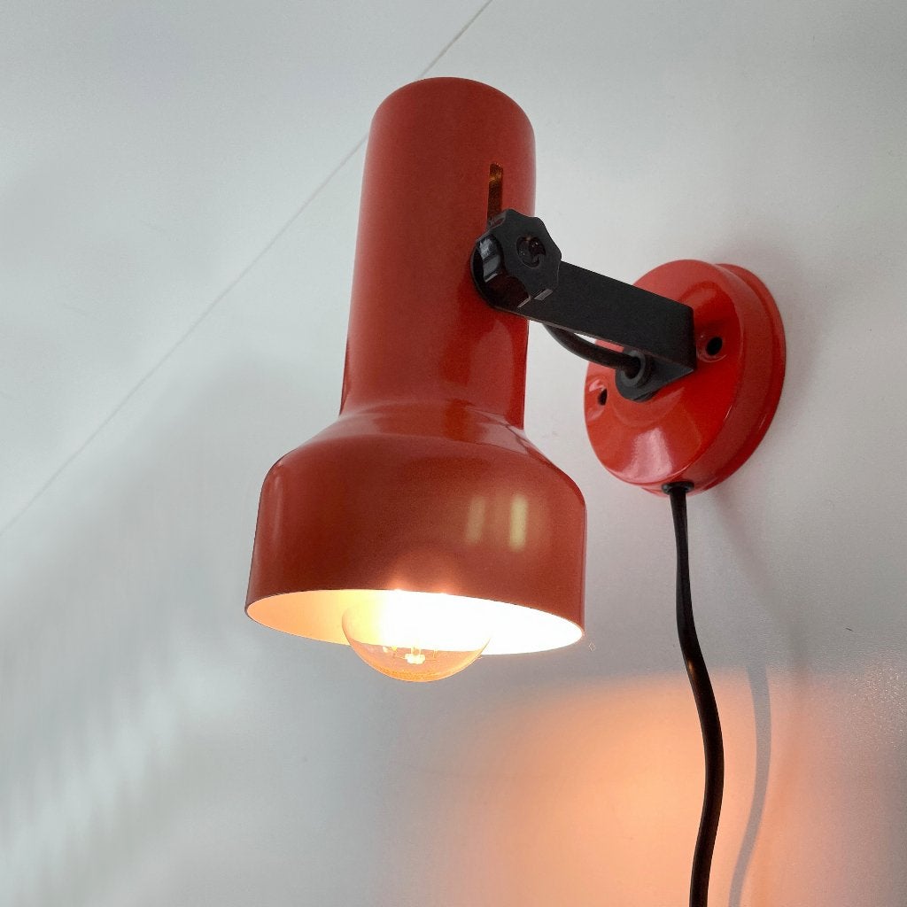oranje vintage LAMP spot metaal seventies jaren 70 retro MCM, Huis en Inrichting, Lampen | Spots, Gebruikt, Vintage Mid Century design Denmark retro seventies 70's MCM