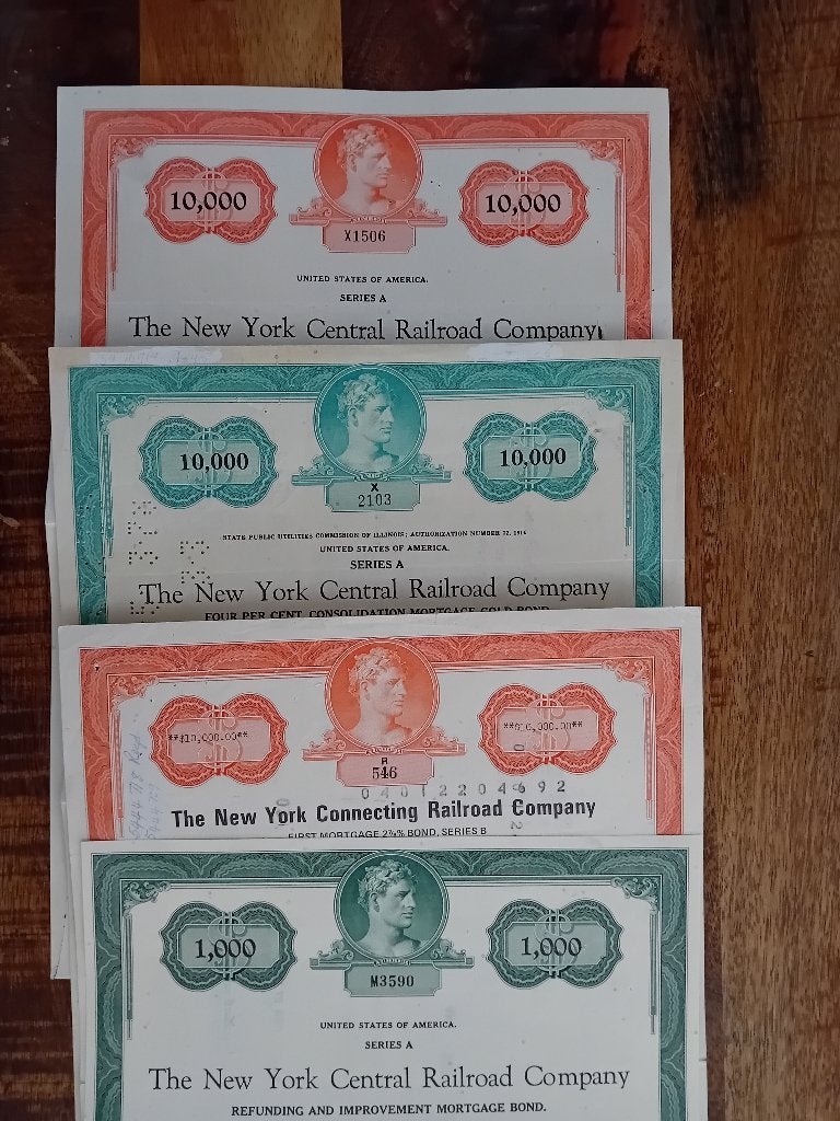 8x USA Aandeel / Obligatie - US Railroad waardepapieren, Ophalen of Verzenden, Aandeel