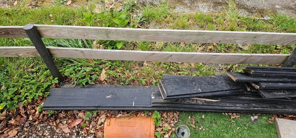 Zweeds rabat delen - Zwart geïmpregneerd, Gebruikt, 25 tot 50 mm, Plank, 300 cm of meer