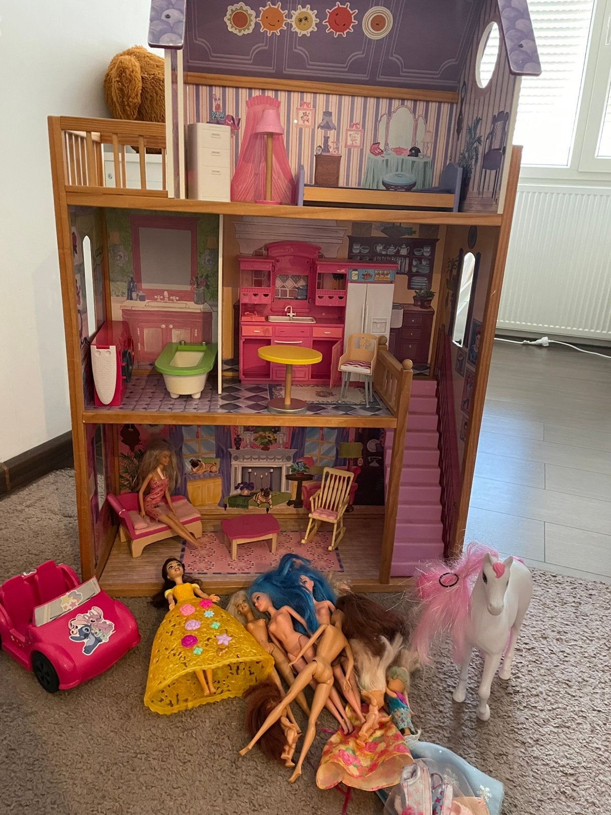 Poppenhuis met accessoires, Ophalen, Gebruikt, Toebehoren