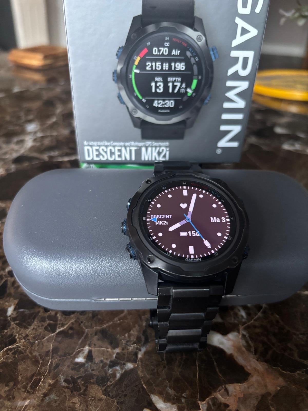 Garmin Descent MK2I met titanium band, oplader en doos, Ophalen, Afstand, Zwart, Zo goed als nieuw