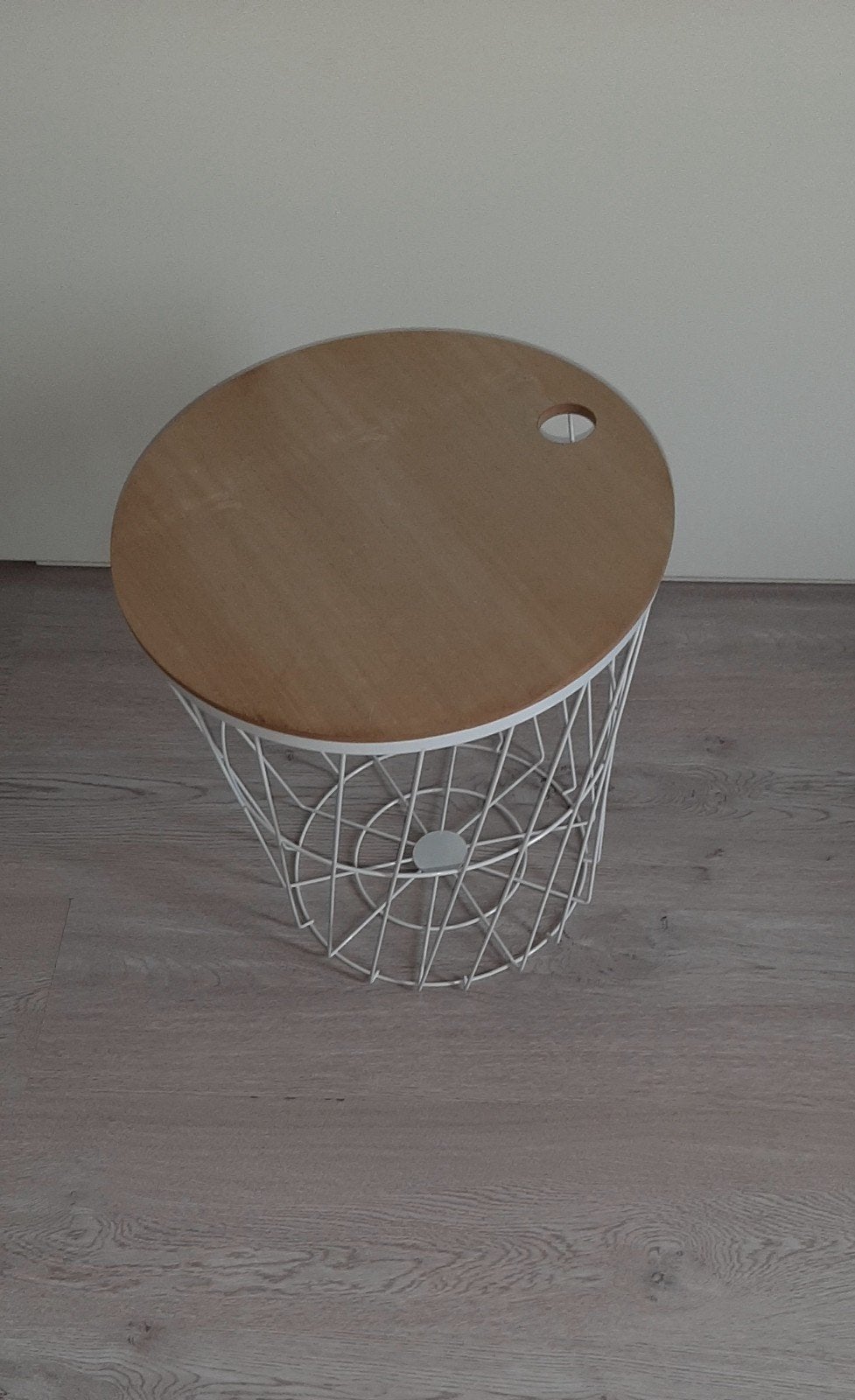 Bijzettafel met opbergruimte tafeltje wit metaal hout tafel, Huis en Inrichting, Ophalen, Minder dan 45 cm, Minder dan 55 cm, Gebruikt