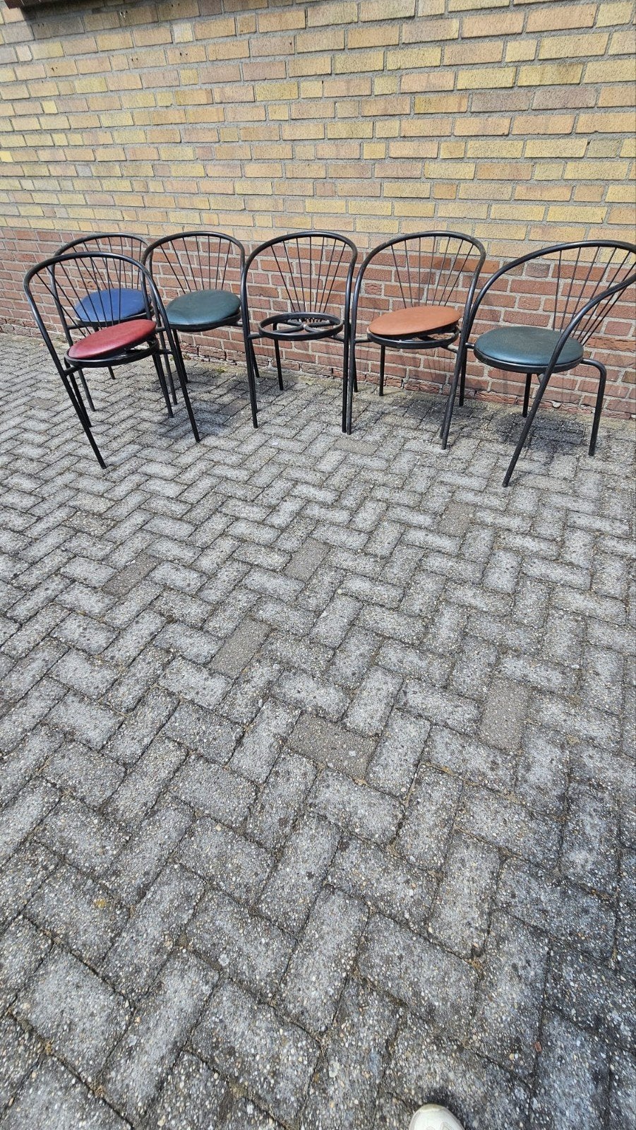ijzeren stoel met uitneembare skai leren zitting, Ophalen, Metaal