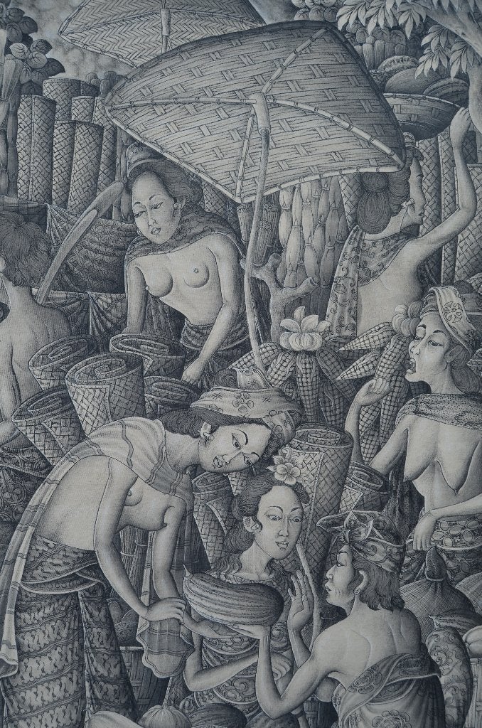 Twee prachtige enorme Balinese schilderijen pendanten, Ophalen, Geschilderd, 144 cm, Indonesië