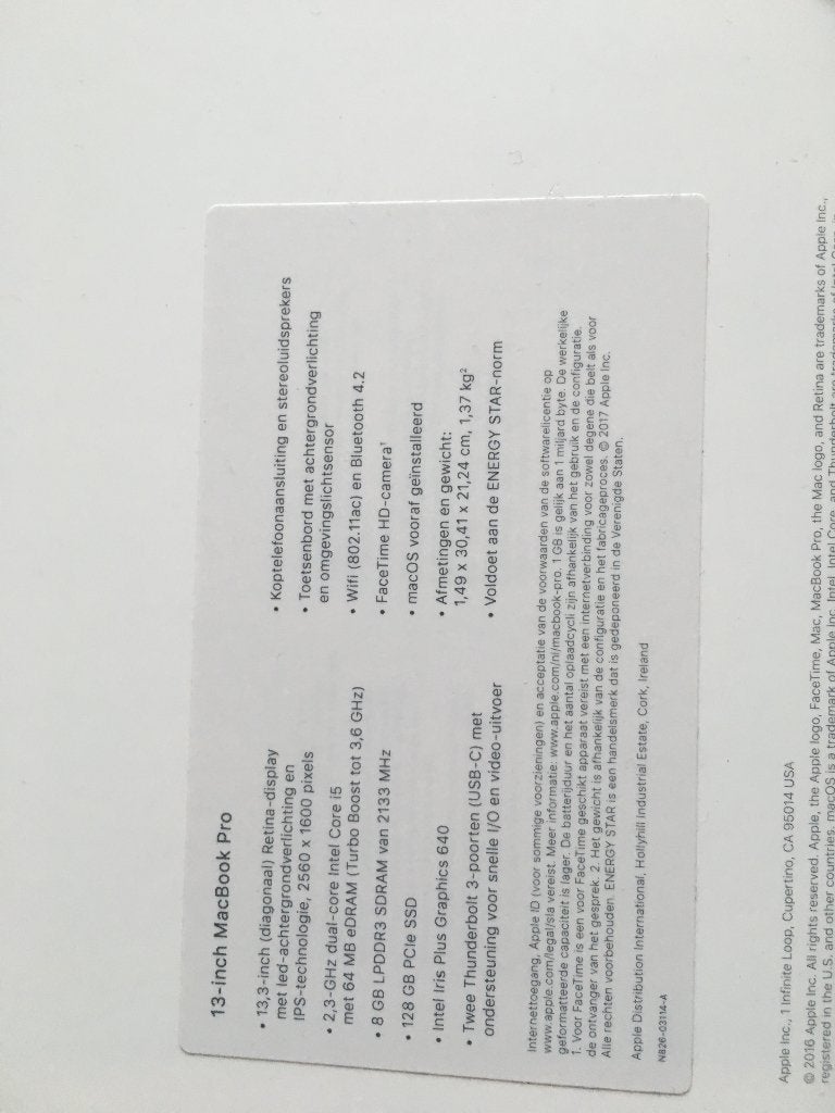 MacBook Pro 13" - 2017, Computers en Software, Apple Macbooks, MacBook Pro, Gebruikt, 2 tot 3 Ghz, Qwerty
