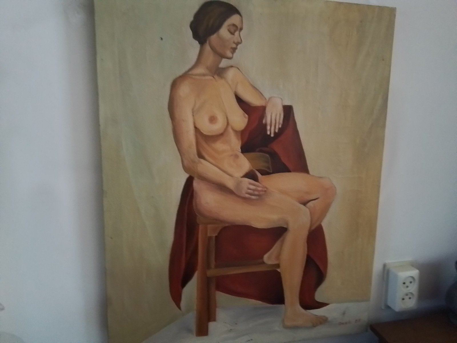 Mooie Dame geschilderd door Desi in 1975, Ophalen, Oud hollands, Portret of Personen, Doek