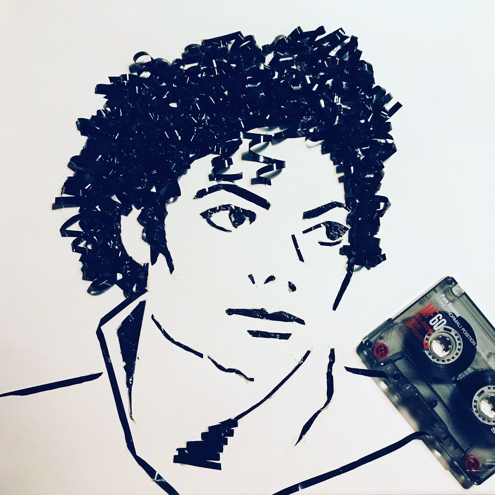 Kunst schilderijen van tape van cassettes, Antiek en Kunst, Kunst | Schilderijen | Klassiek, Ophalen