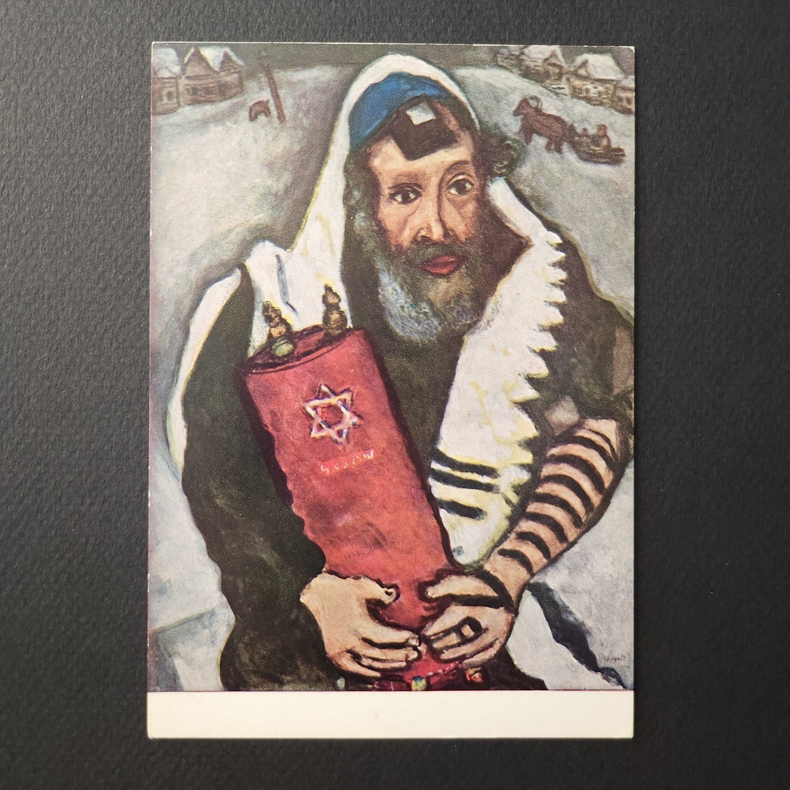 Kunstkaart Marc Chagall - Rabbi met Wetsrol, Verzenden, 1980 tot heden, Ongelopen, Cultuur en Media