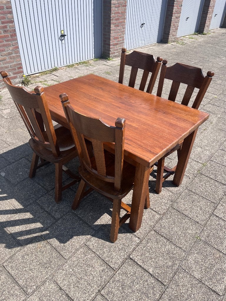 Eetkamer set Vintage/antieke stijl, Ophalen, Gebruikt, Vintage/antiek, 4 tot 6 stoelen