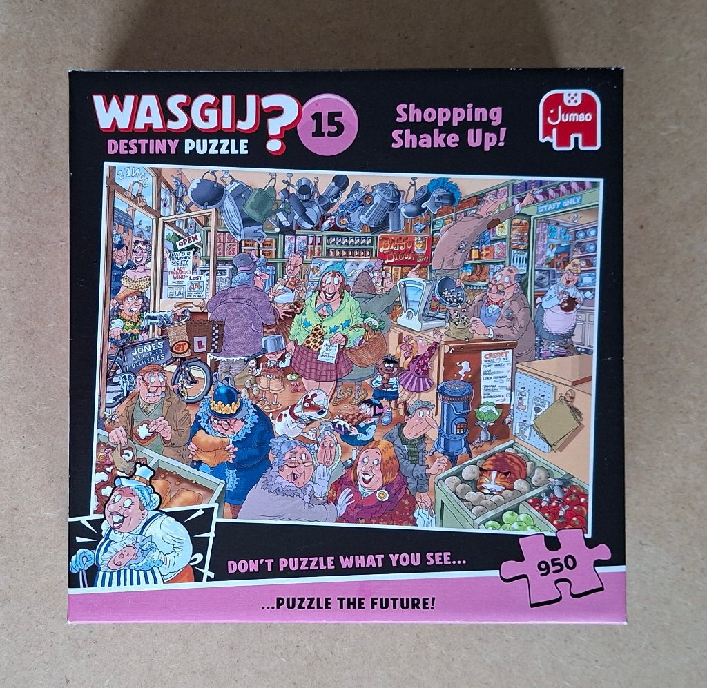 Puzzel Jumbo Wasgij Destiny 15 Shopping Shake Up 950 Stukjes, Ophalen of Verzenden, 500 t/m 1500 stukjes, Zo goed als nieuw, Legpuzzel