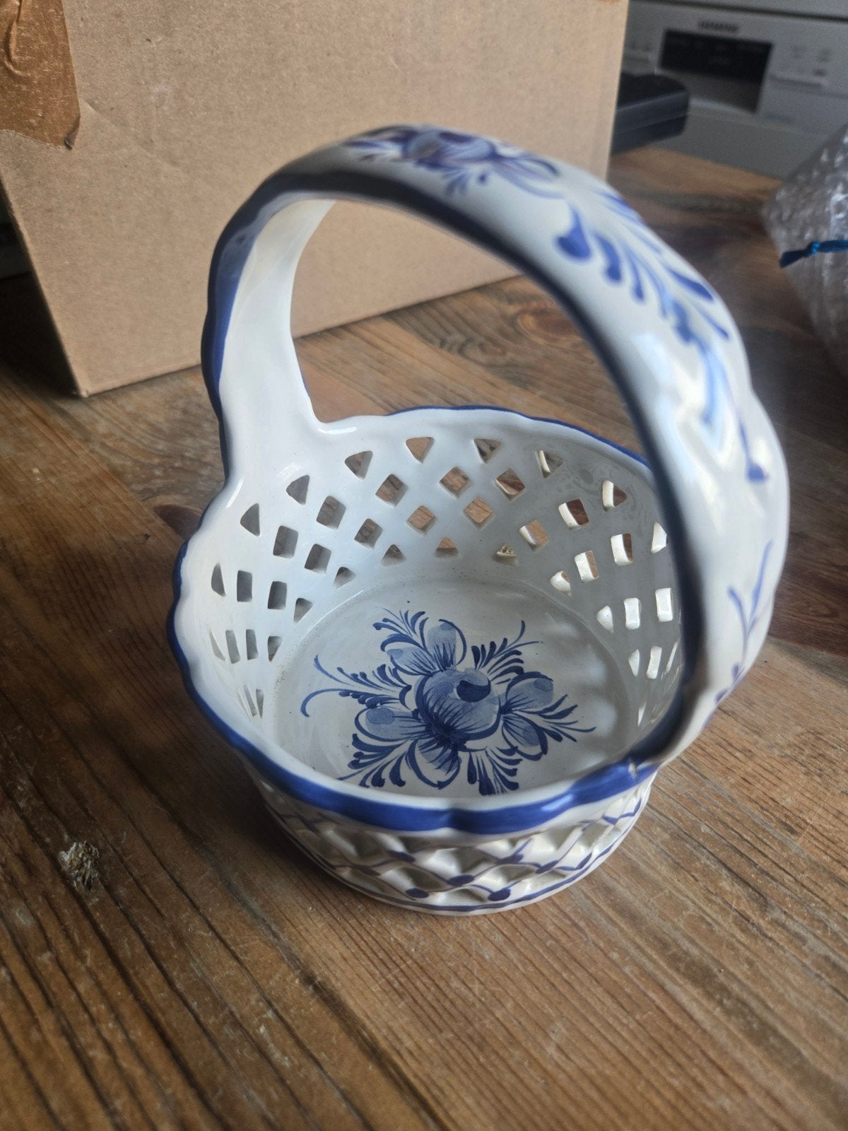 Delfts Blauw Mandje met Handvat - Keramiek, Antiek en Kunst, Antiek | Keramiek en Aardewerk, Ophalen of Verzenden