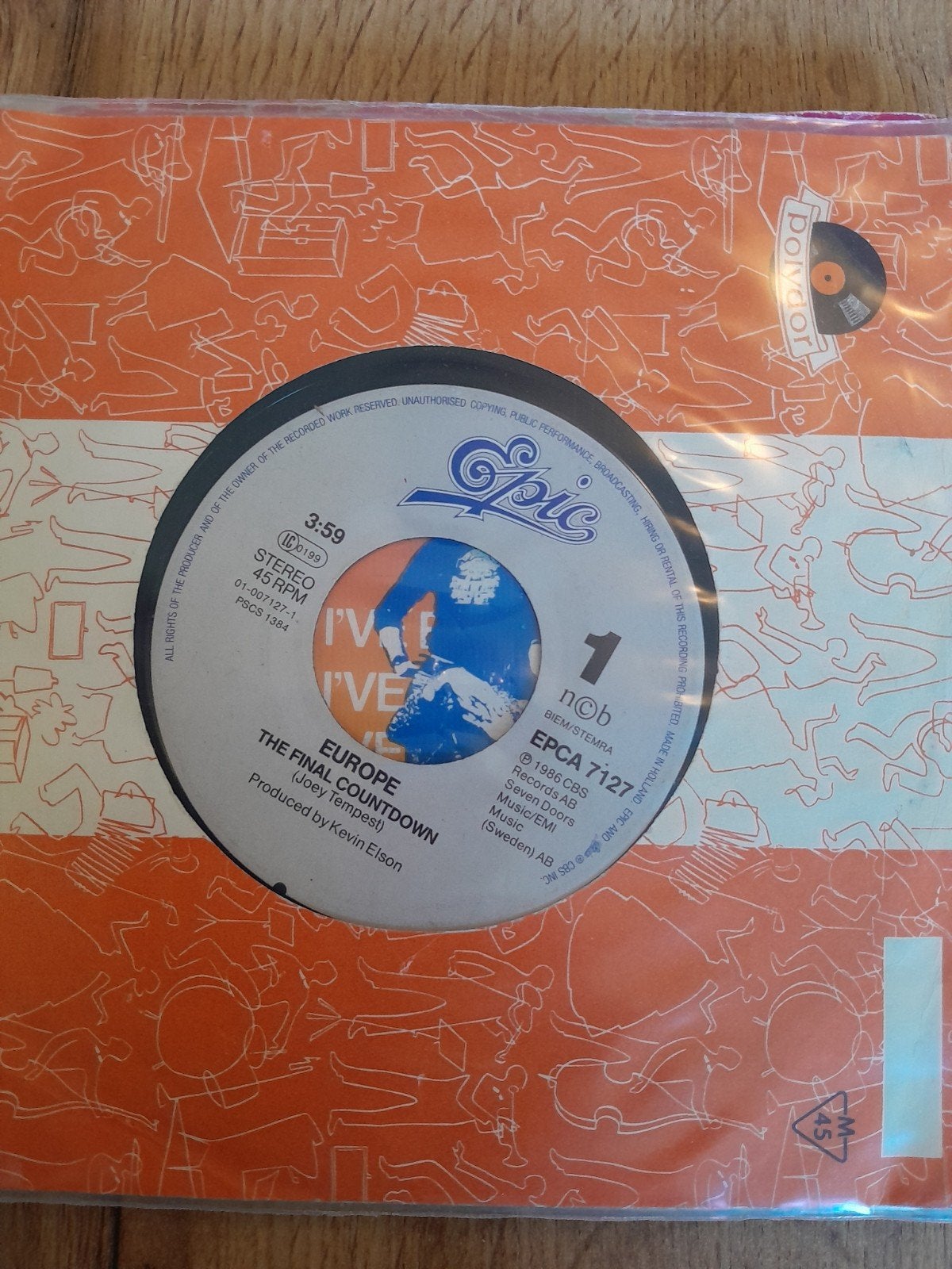 europe 7 inch the final countdown, Ophalen of Verzenden, Zo goed als nieuw, Rock en Metal
