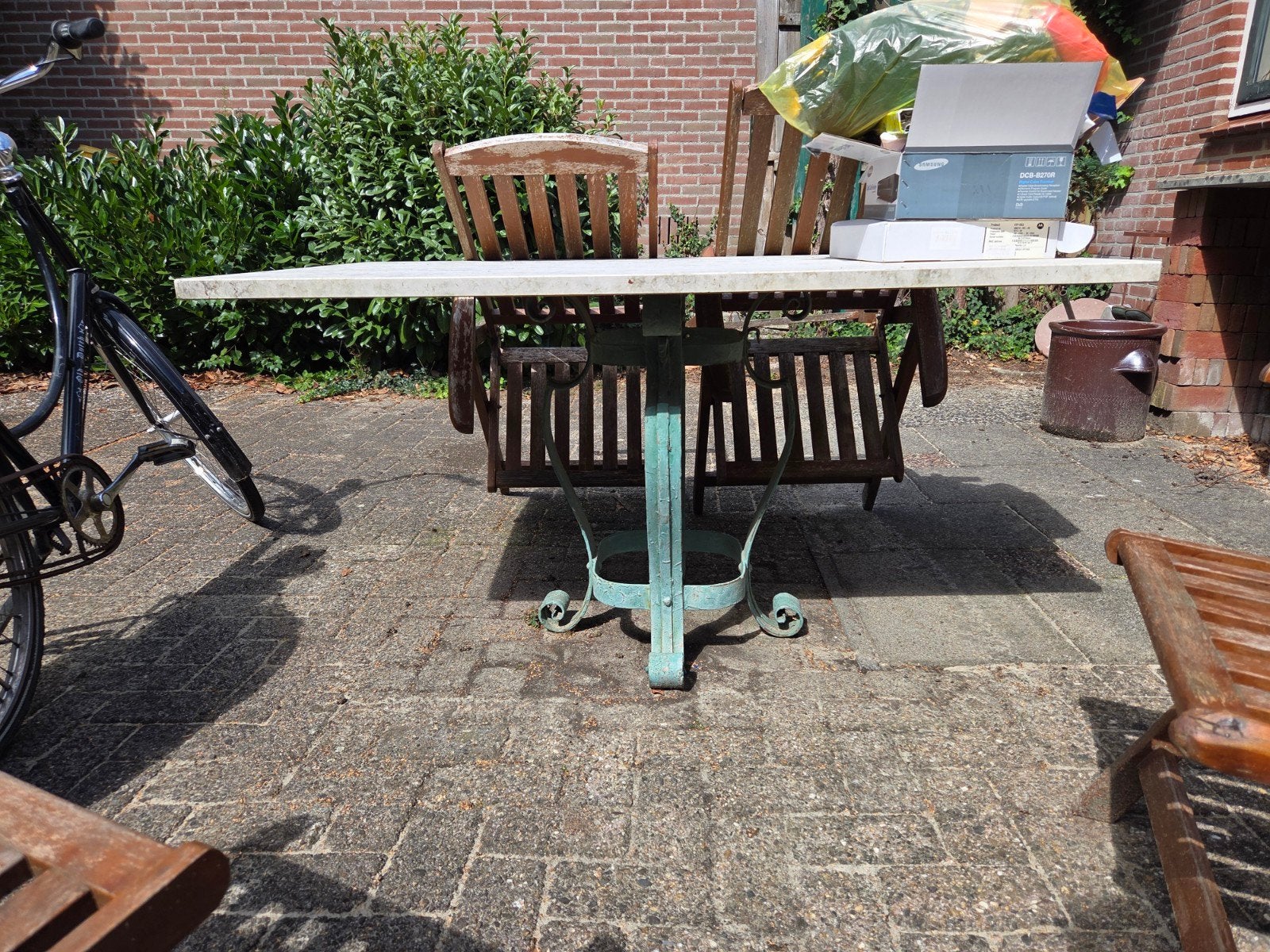 tuintafel van marmer, Ophalen, Gebruikt, Overige materialen