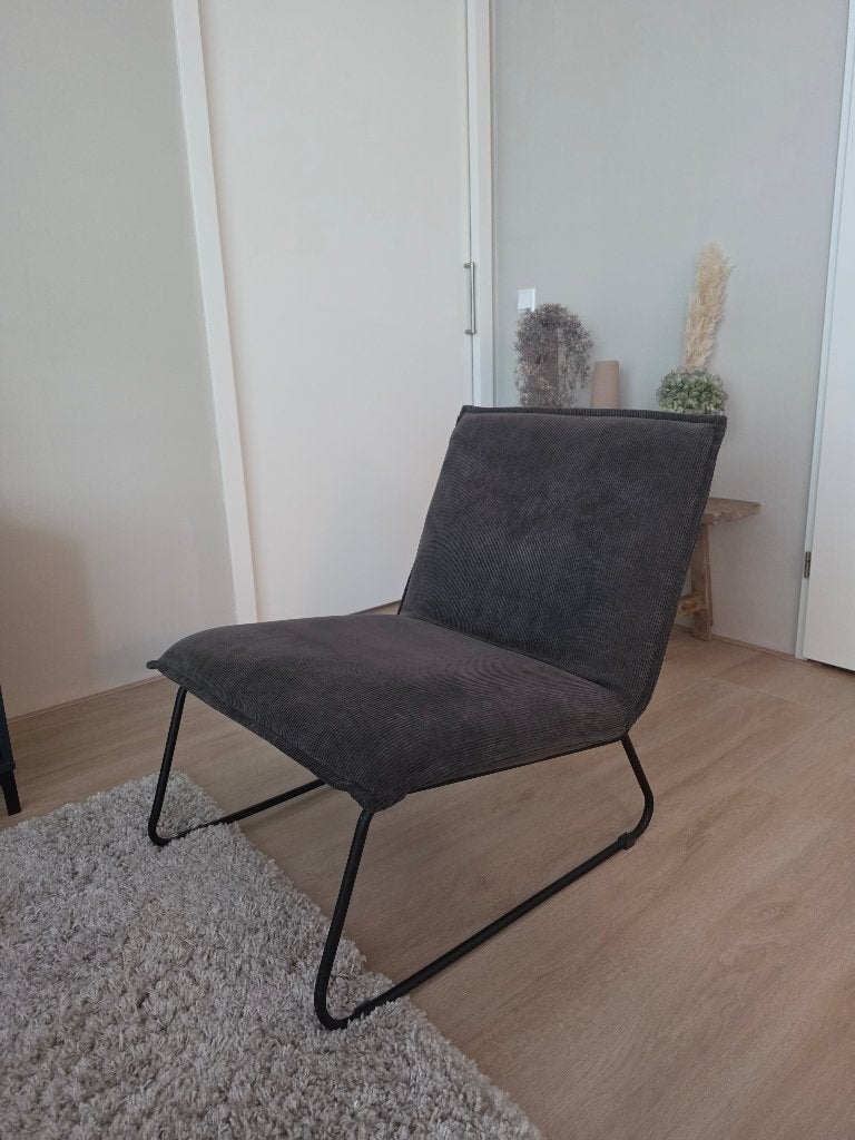 Fauteuil rib antraciet, Ophalen, 75 tot 100 cm, Zo goed als nieuw, Stof