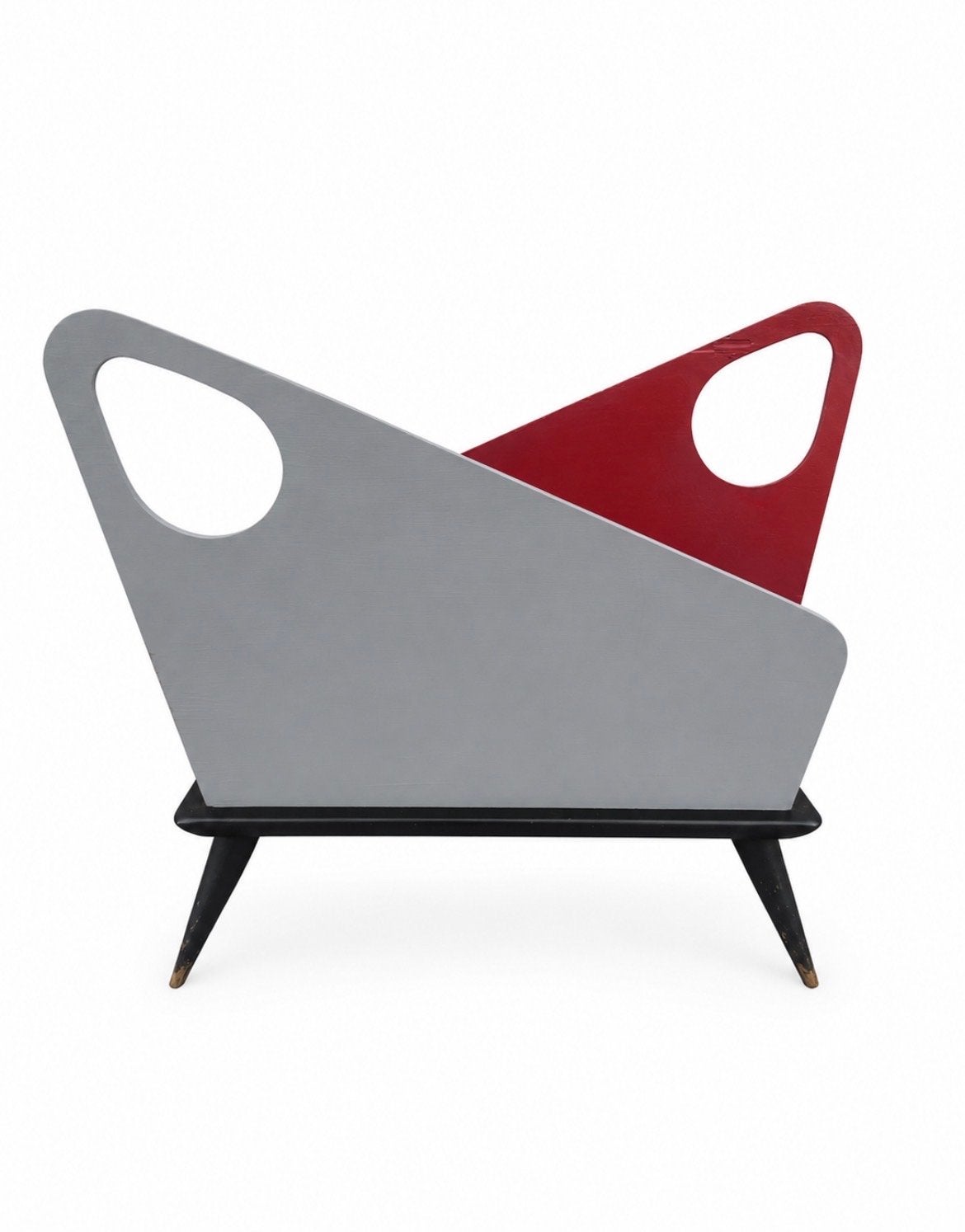 Vintage Krantenbak Bois Manu - Rood/Grijs, Gebruikt, Hout, Krantenbak, Geschikt voor vinyl