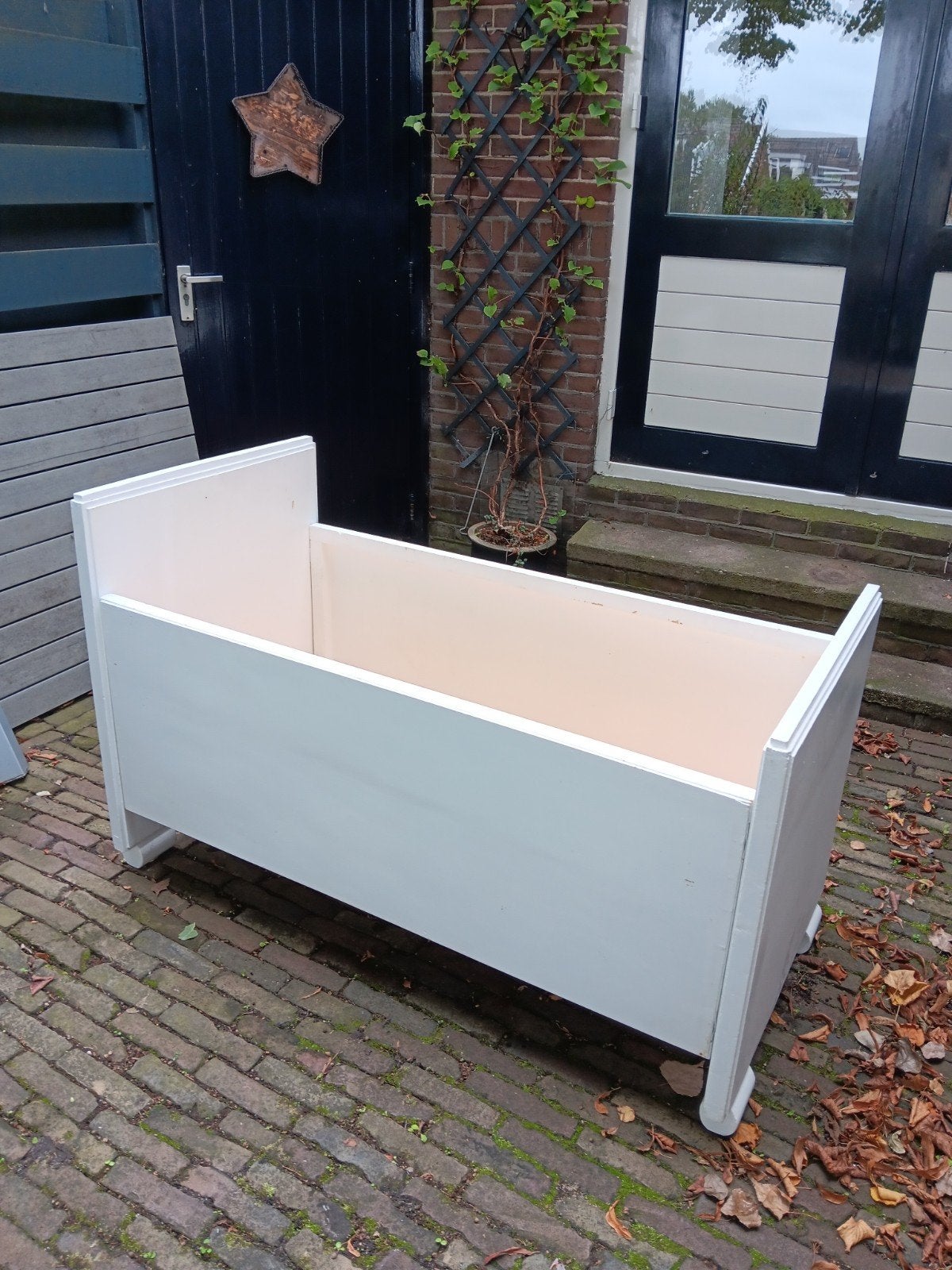 Oud kinderledikant 120x60 cm met lattenbodem, Ophalen, Gebruikt, Wit, 190 cm of minder
