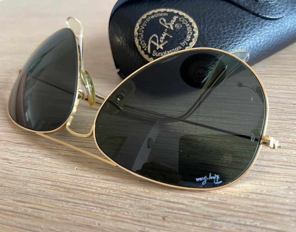 Vintage Ray Ban Aviator 3025 USA Bausch & Lomb BL izgs, Ophalen of Verzenden, Zo goed als nieuw, Groen, Ray-Ban