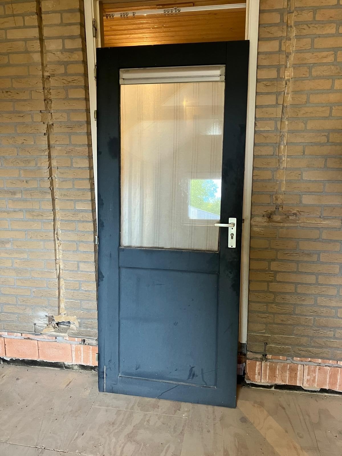hardhouten buitendeur met kozijn, Ophalen, Gebruikt, 80 tot 100 cm, Buitendeur