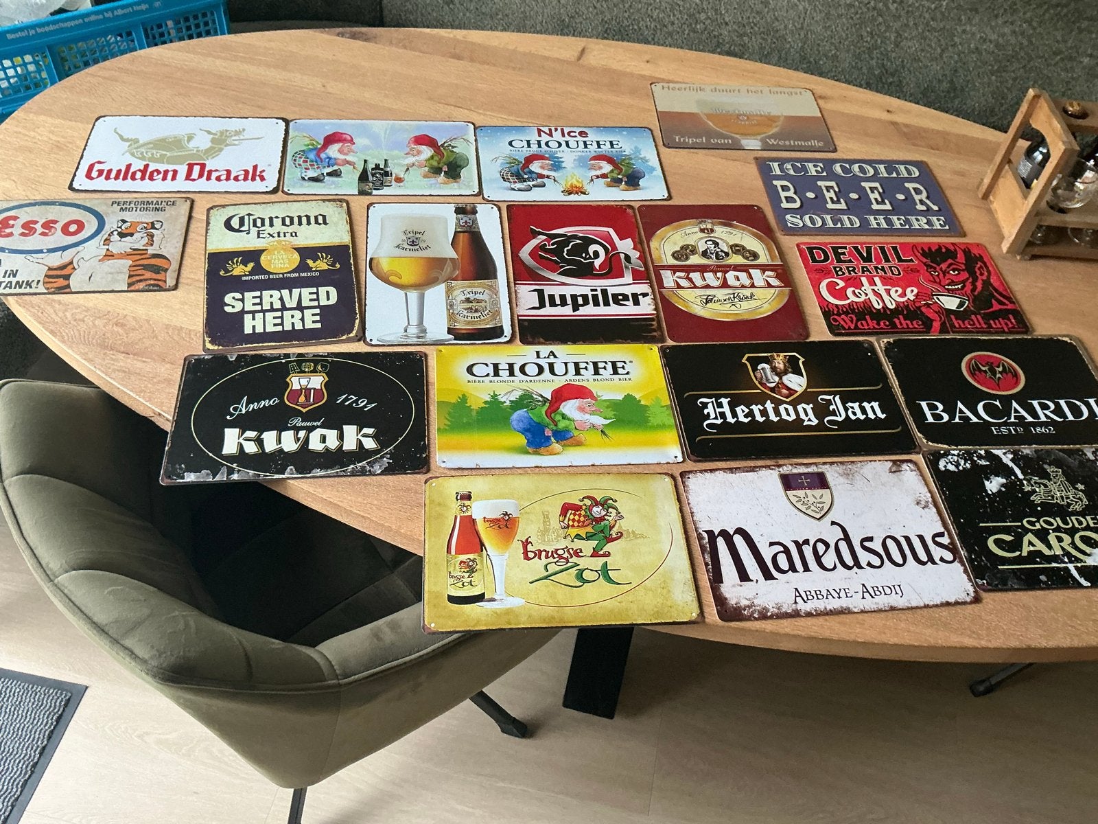 18 metalen bierborden - diverse merken, Ophalen of Verzenden, Gebruikt, Reclamebord